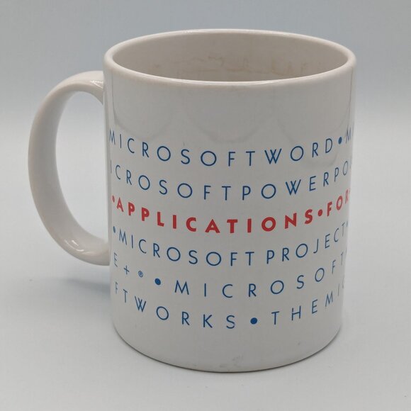 Vintage Microsoft Applications Coffee Mug 1990s, Iconic Blue Logo - Picture 1 of 12